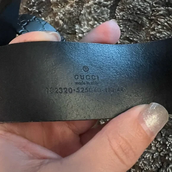 Authentic Gucci Black Monogram Leather Silver Interlocking Square G Belt 110/44
